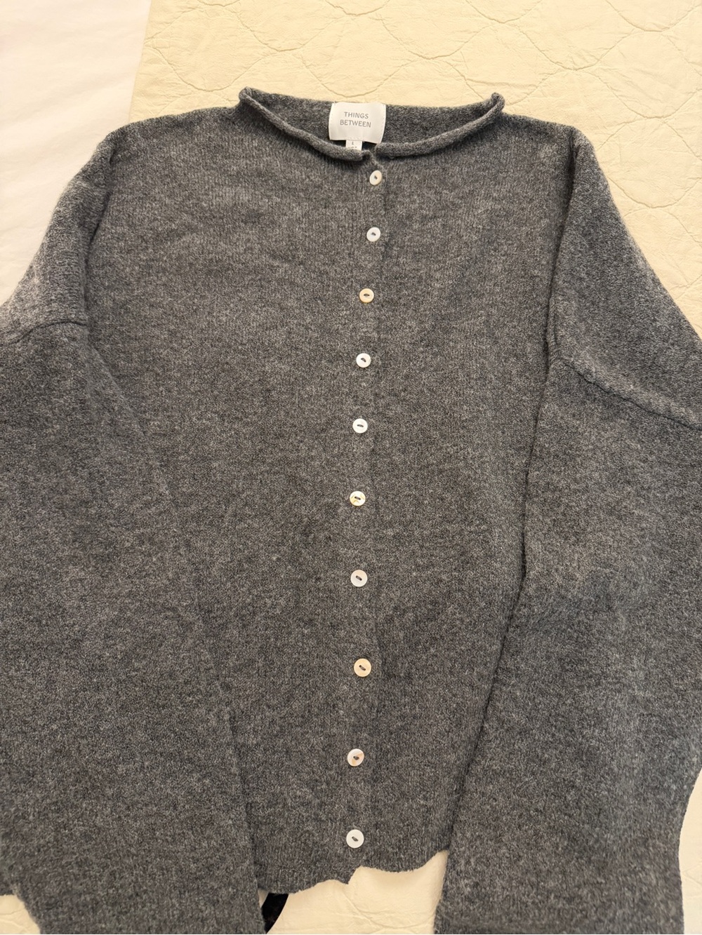 Women's Gray Button-Up Sweater